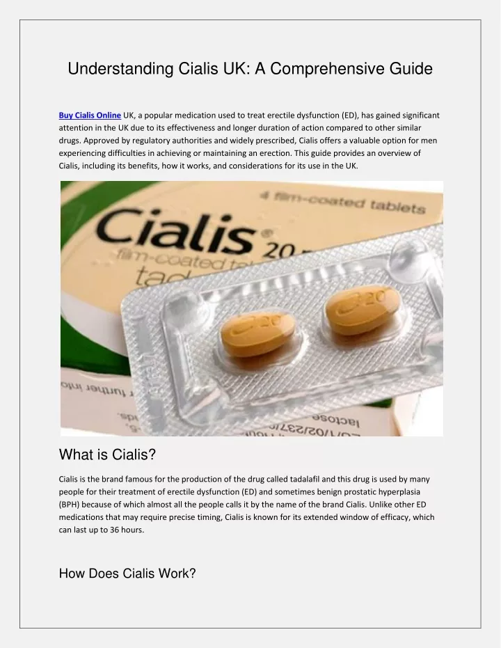 understanding cialis uk a comprehensive guide