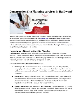 construction site planning services in haldwani
