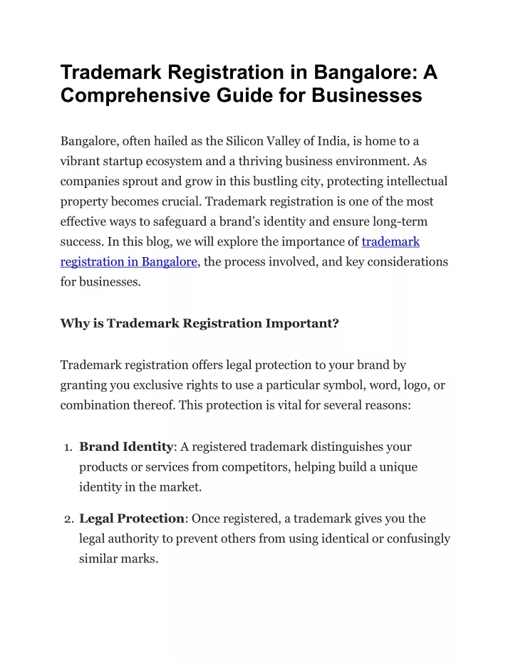 trademark registration in bangalore