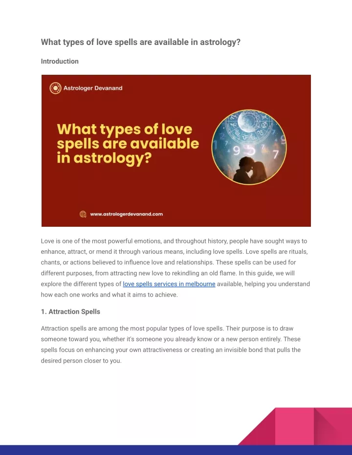 what types of love spells are available