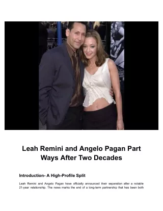 Leah Remini and Angelo Pagan Part Ways After Two Decades