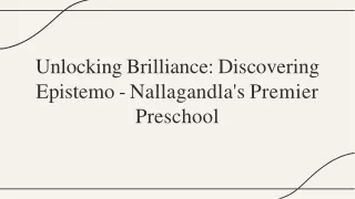 Epistemo Vikas Leadership Best Pre School in Nallagandla for Early Education