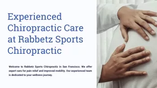 Experienced Chiropractic Care at Rabbetz Sports Chiropractic