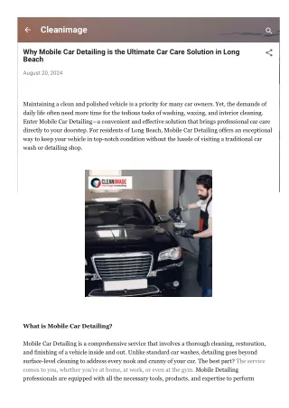 Why Mobile Car Detailing is the Ultimate Car Care Solution in Long Beach