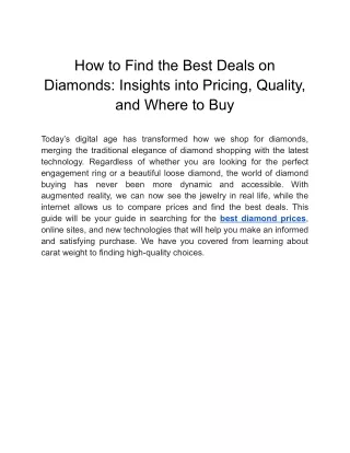 How to Find the Best Deals on Diamonds_ Insights into Pricing, Quality, and Where to Buy