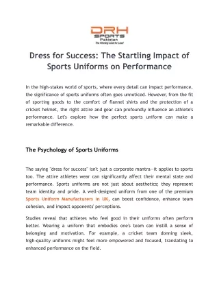 Dress for Success_ The Startling Impact of Sports Uniforms on Performance