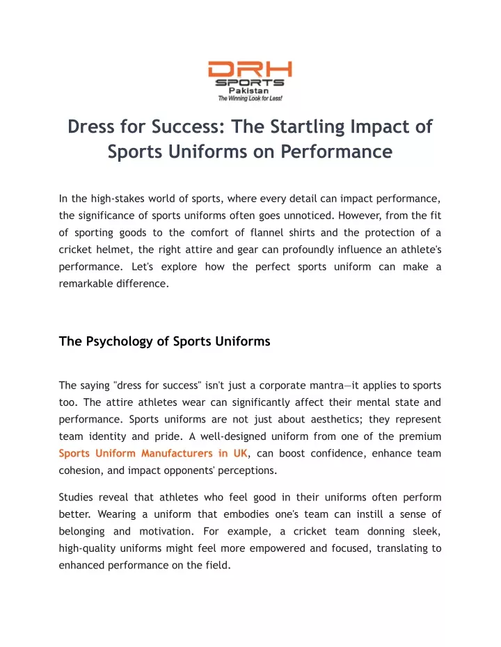 dress for success the startling impact of sports