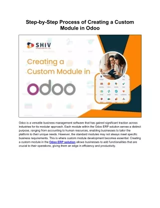 Step-by-Step Guide of Creating a Custom Module in Odoo