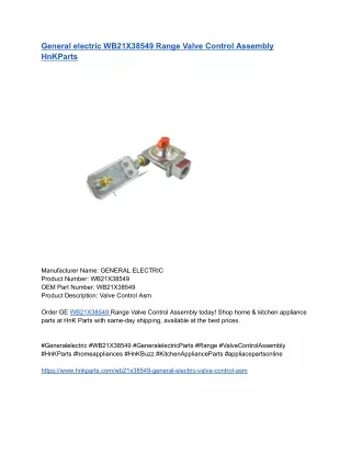General electric WB21X38549 Range Valve Control Assembly HnKParts