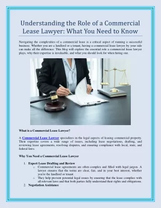 Understanding the Role of a Commercial Lease Lawyer What You Need to Know