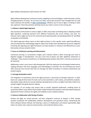 agile software development best practices for 2024