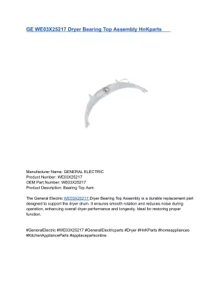 GE WE03X25217 Dryer Bearing Top Assembly HnKparts