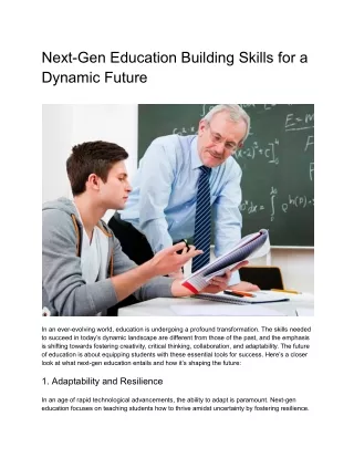 Next-Gen Education Building Skills for a Dynamic Future