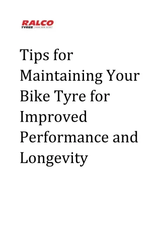 Tips for Maintaining Your Bike Tyre for Improved Performance and Longevity
