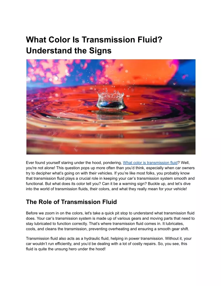 what color is transmission fluid understand