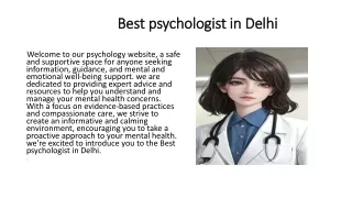 Best psychologist in Delhi