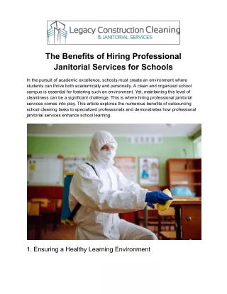 Ensuring a Clean Learning Environment in School with Janitorial Services