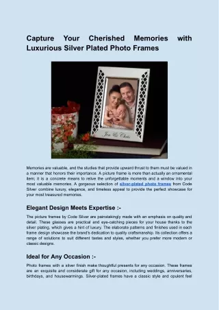 capture luxurious silver plated photo frames