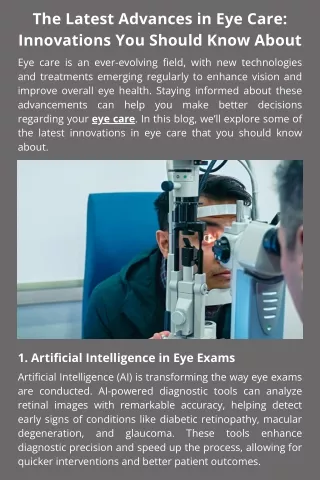 The Latest Advances in Eye Care: Innovations You Should Know About