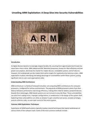 Unveiling ARM Exploitation: A Deep Dive into Security Vulnerabilities