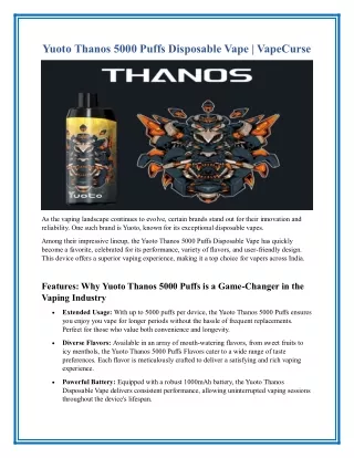 Yuoto Thanos 5000 Puffs Disposable Vape | VapeCurse