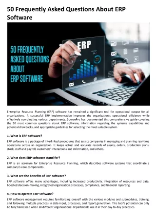 50 Frequently Asked Questions About ERP Software