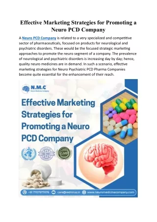 Effective Marketing Strategies for Neuro PCD Company