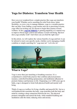 Yoga for Diabetes Transform Your Health