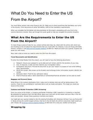 What Do You Need to Enter the US From the Airport?