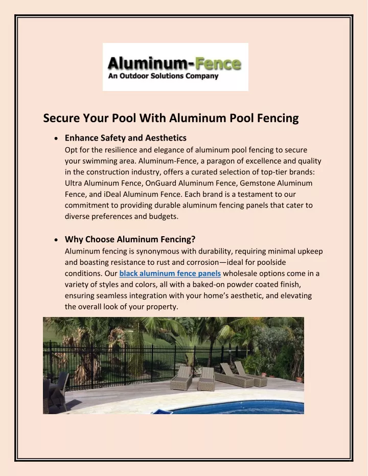 secure your pool with aluminum pool fencing