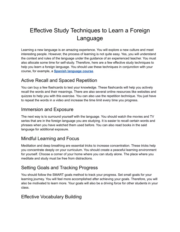 effective study techniques to learn a foreign