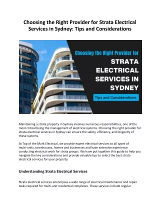 Choosing the Right Provider for Strata Electrical Services in Sydney_ Tips and Considerations (2)