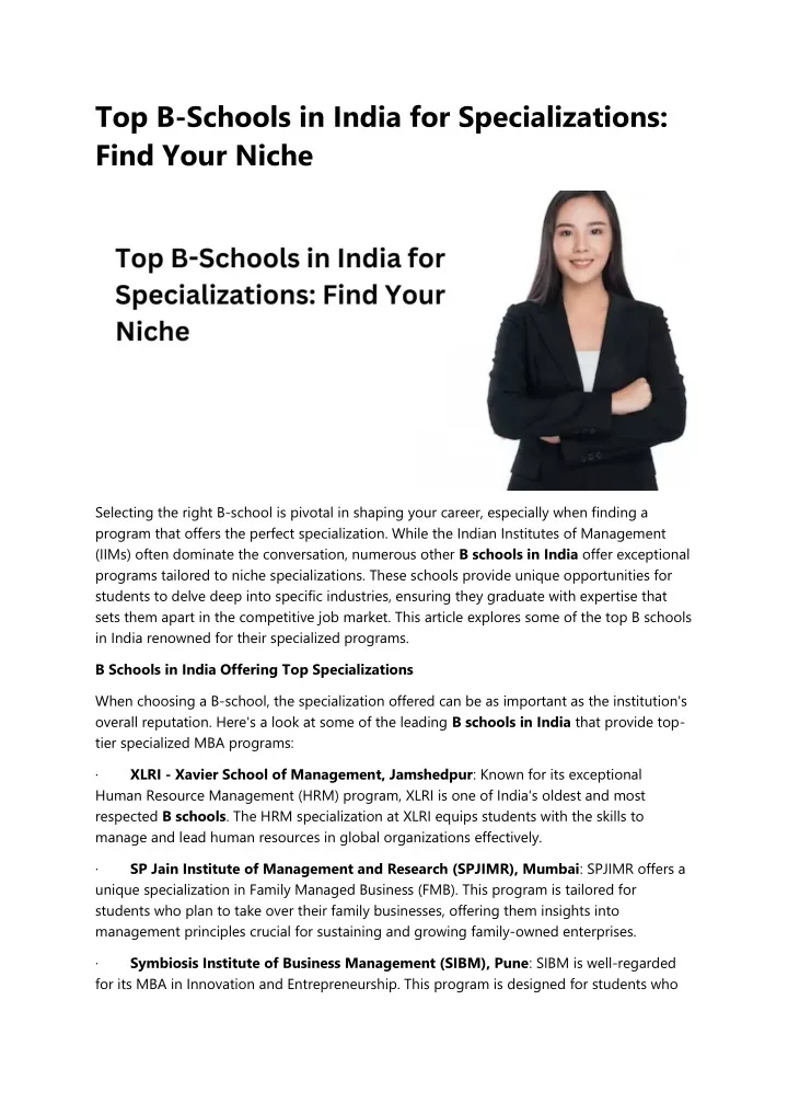 top b schools in india for specializations find