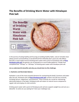 The Benefits of Drinking Warm Water with Himalayan Pink Salt