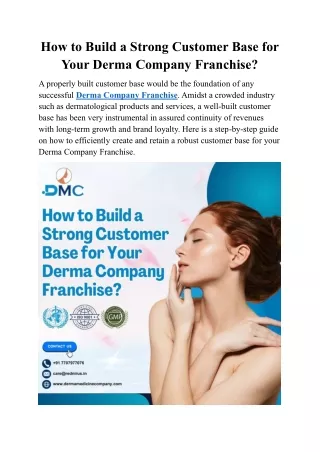 Building Strong Customer Base for Derma Company Franchise