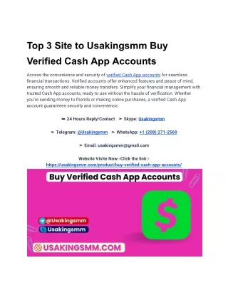 Top 3 Site to Usakingsmm Buy Verified Cash App Accounts