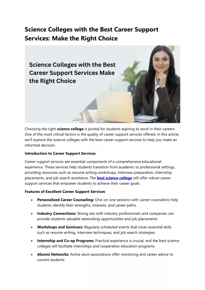 science colleges with the best career support