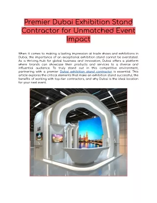 Premier Dubai Exhibition Stand Contractor for Unmatched Event Impact