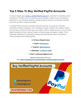 Top 5 Sites To Buy Verified PayPal Accounts