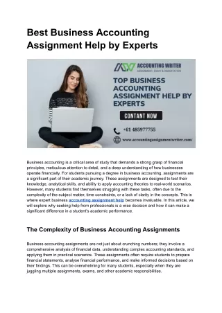 Best Business Accounting Assignment Help by Experts