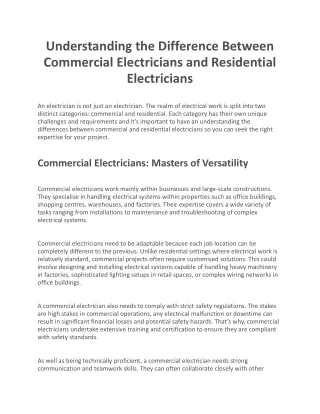 Understanding the Difference Between Commercial Electricians and Residential Electricians (1)