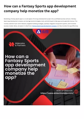 How can a Fantasy Sports app development company help monetize the app