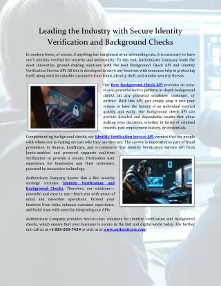 Leading the Industry with Secure Identity Verification and Background Checks