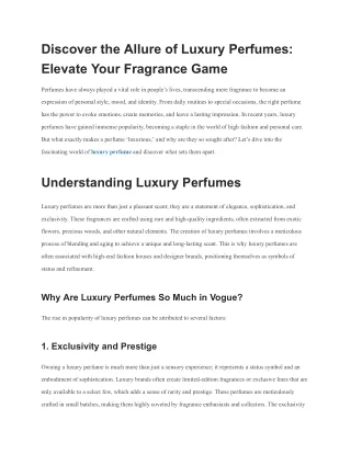 Discover the Allure of Luxury Perfumes_ Elevate Your Fragrance Game