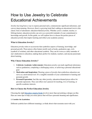 How to Use Jewelry to Celebrate Educational Achievements