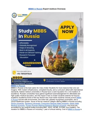 MBBS in Russia Expert medicos Overseas