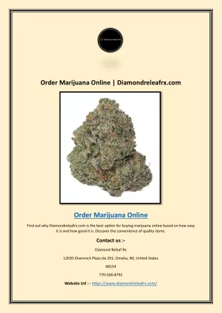 Order Marijuana Online | Diamondreleafrx.com