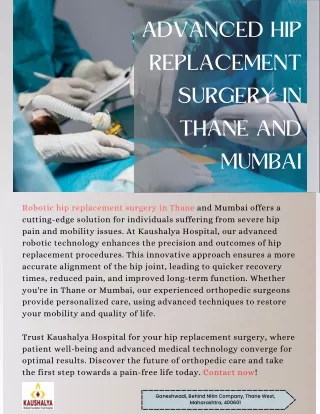Advanced Hip Replacement Surgery in Thane and Mumbai