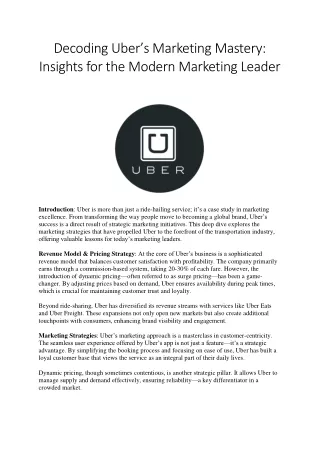 Decoding Uber’s Marketing Mastery