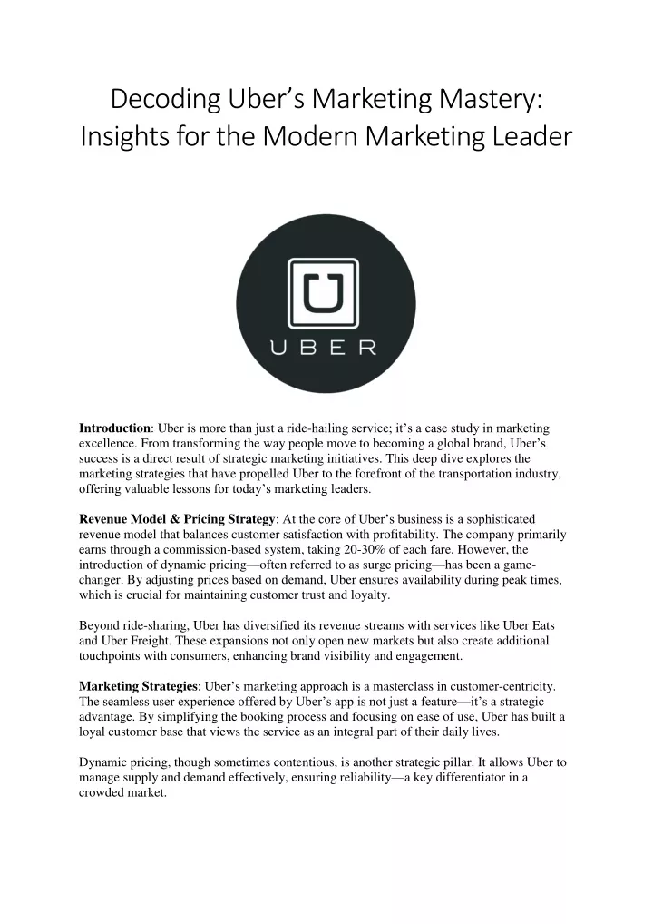 decoding uber s marketing mastery insights